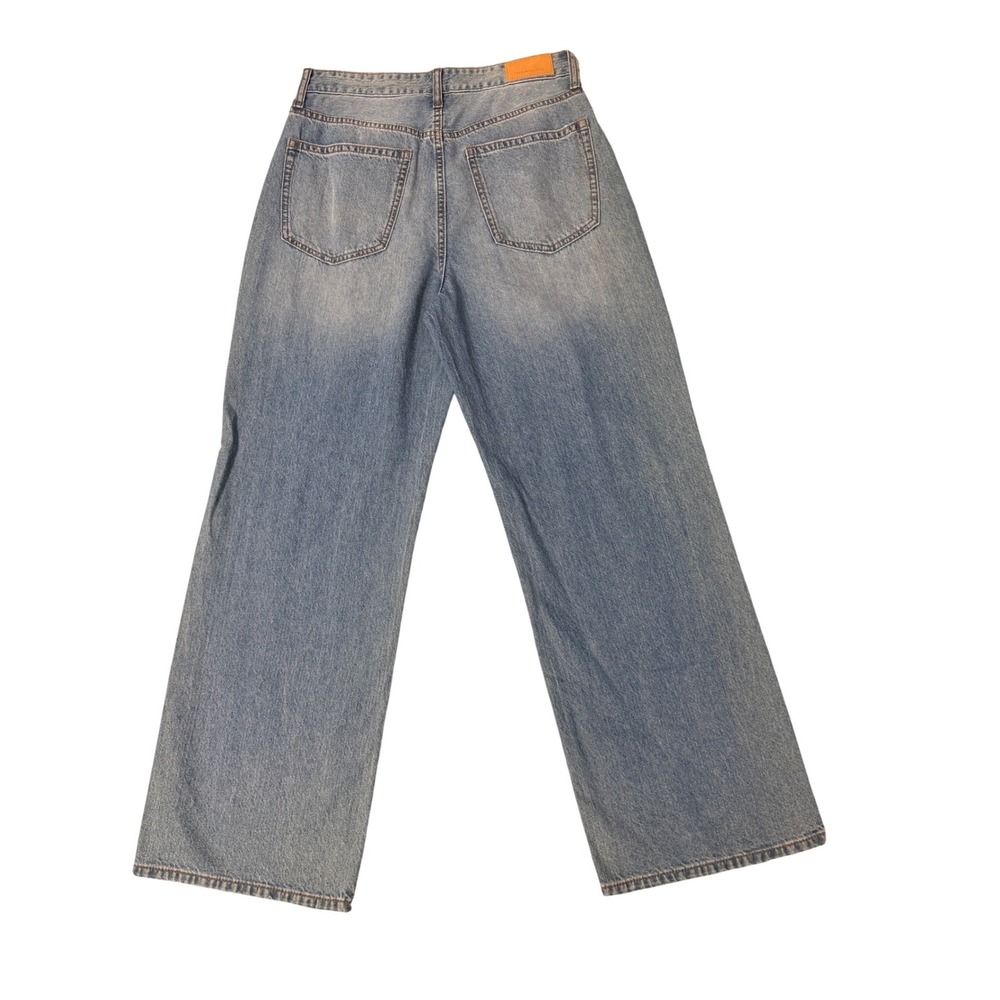 Simple Society Womens Light Wash Distressed Wide‎ Leg Jeans Size Medium